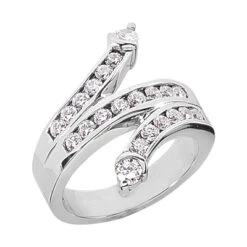 18K White Gold Round Diamond Right Hand Ladies Ring 0.90ct