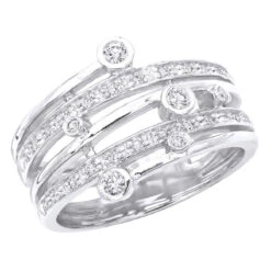 18K White Gold Round Diamond Right Hand Women's Ring 0.40ct