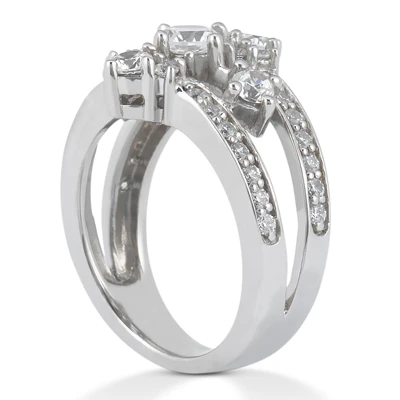 18K White Gold Round Diamond Right Hand Women's Ring 1ct 2 18K White Gold Round Diamond Right Hand Women's Ring 1ct - Image 2