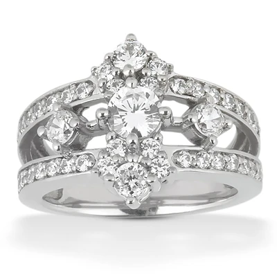 18K White Gold Round Diamond Right Hand Women's Ring 1ct 1 18K White Gold Round Diamond Right Hand Women's Ring 1ct