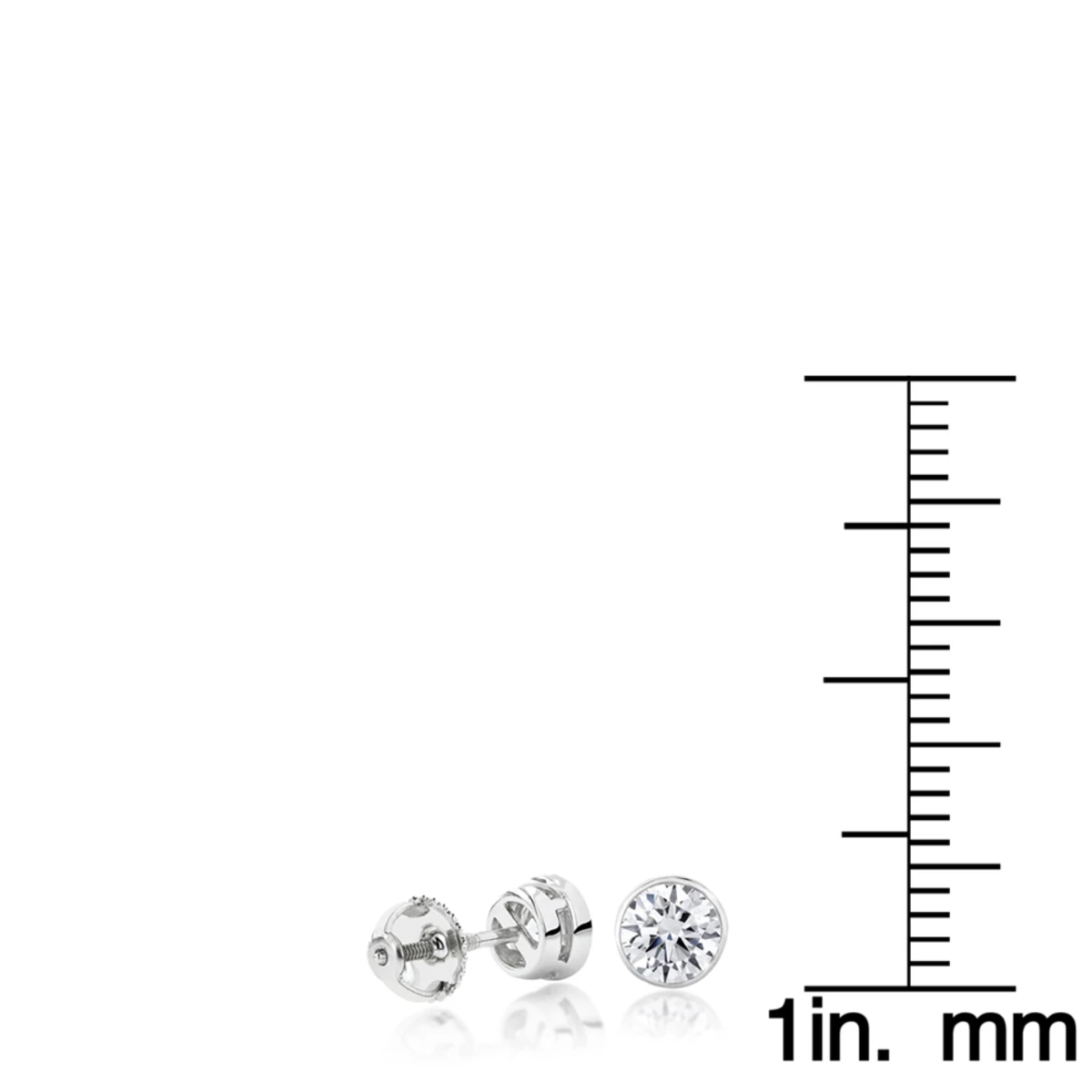 18K White Gold Round Solitaire Diamond Bezel Stud Earrings 0.75ct 6 18K White Gold Round Solitaire Diamond Bezel Stud Earrings 0.75ct - Image 6