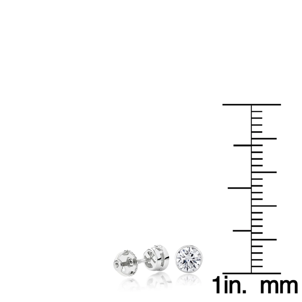18K White Gold Solitaire Round Diamond Bezel Stud Earrings 0.5ct 6 18K White Gold Solitaire Round Diamond Bezel Stud Earrings 0.5ct - Image 6