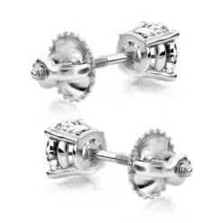 18K White Gold Solitaire Round Diamond Stud Earrings 0.50ct -Urban Jewels Shop 18k gold solitaire round diamond stud earrings 050ct backwh