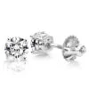 18K White Gold Solitaire Round Diamond Stud Earrings 0.50ct