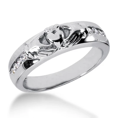 18K White Gold Women's Diamond Wedding Ring 0.24ct 4.4mm 1 18K White Gold Women's Diamond Wedding Ring 0.24ct 4.4mm