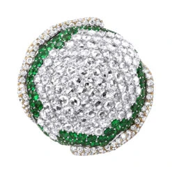 18K Yellow Gold Womens Statement Ring Unique 11 Carat Diamond Emerald Ladies Ring