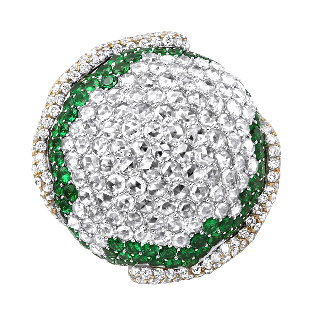 18K Yellow Gold Womens Statement Ring Unique 11 Carat Diamond Emerald Ladies Ring 1 18K Yellow Gold Womens Statement Ring Unique 11 Carat Diamond Emerald Ladies Ring
