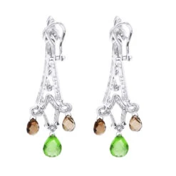 18K White Gold Peridot Diamond Chandelier Earrings 0.99ct -Urban Jewels Shop 18k peridot diamond chandelier earrings 099ct p 22369 back white