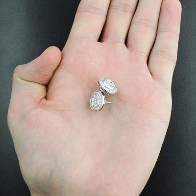 2 Carat Designer Diamond Cluster Earrings Studs 14K White Gold 2 2 Carat Designer Diamond Cluster Earrings Studs 14K White Gold - Image 2