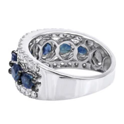 4 Carat Diamond And Sapphire Cocktail Ring For Women 14K Yellow Gold Luxurman Band -Urban Jewels Shop 2 carat diamond and sapphire cocktail ring for women 14k gold luxurman band backwh