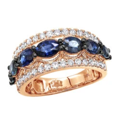 4 Carat Diamond And Sapphire Cocktail Ring For Women 14K Yellow Gold Luxurman Band -Urban Jewels Shop 2 carat diamond and sapphire cocktail ring for women 14k gold luxurman band ro