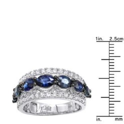 4 Carat Diamond And Sapphire Cocktail Ring For Women 14K Yellow Gold Luxurman Band -Urban Jewels Shop 2 carat diamond and sapphire cocktail ring for women 14k gold luxurman band rulerwh
