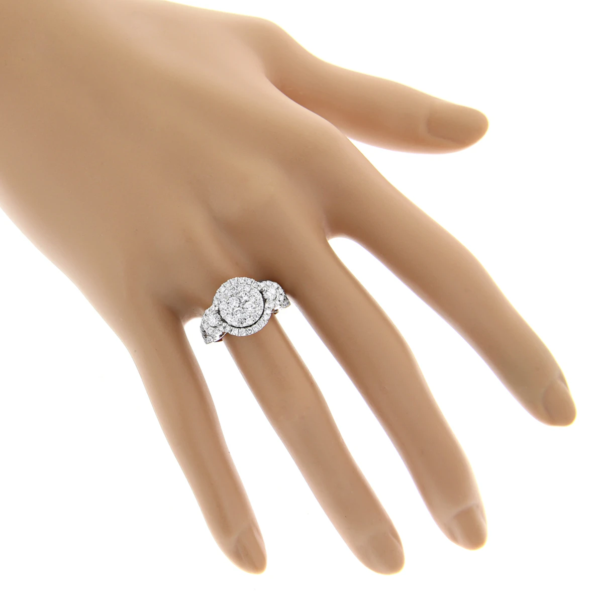 2 Carat Diamond Engagement Ring Cluster Set Diamonds 14K White Gold By Luxurman 5 2 Carat Diamond Engagement Ring Cluster Set Diamonds 14K White Gold By Luxurman - Image 5