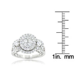 2 Carat Diamond Engagement Ring Cluster Set Diamonds 14K White Gold By Luxurman 11 2 Carat Diamond Engagement Ring Cluster Set Diamonds 14K White Gold By Luxurman -Urban Jewels Shop 2 carat diamond engagement ring cluster set diamonds 14k gold by luxurman rulerwh