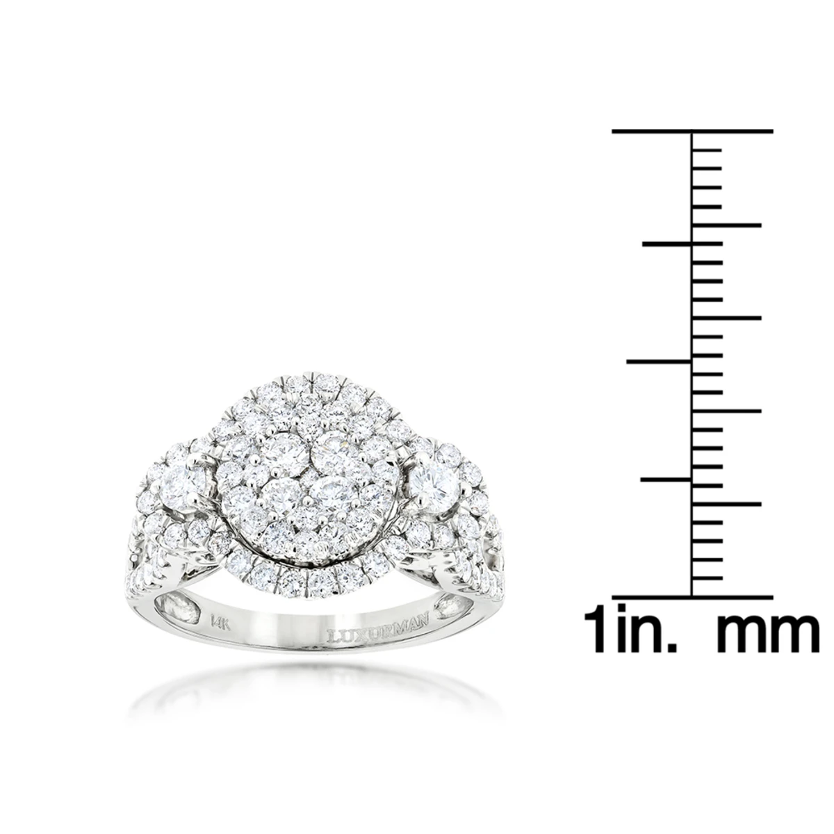 2 Carat Diamond Engagement Ring Cluster Set Diamonds 14K White Gold By Luxurman 6 2 Carat Diamond Engagement Ring Cluster Set Diamonds 14K White Gold By Luxurman - Image 6