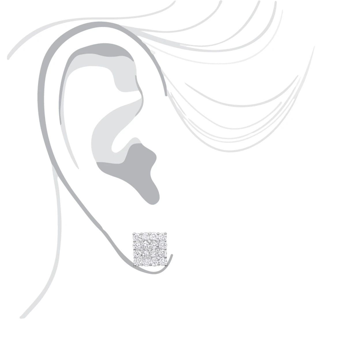 2 Carat Luxurman Square Shape Round Diamond Earrings Studs 14K White Gold 5 2 Carat Luxurman Square Shape Round Diamond Earrings Studs 14K White Gold - Image 5