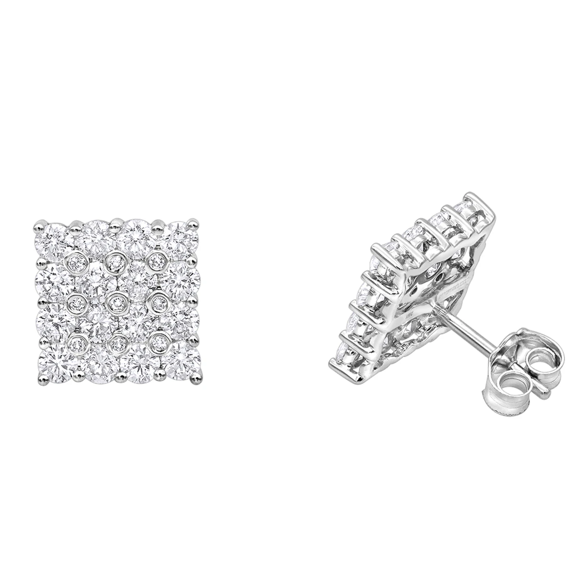 2 Carat Luxurman Square Shape Round Diamond Earrings Studs 14K White Gold 1 2 Carat Luxurman Square Shape Round Diamond Earrings Studs 14K White Gold