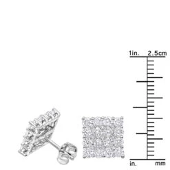 2 Carat Luxurman Square Shape Round Diamond Earrings Studs 14K White Gold 11 2 Carat Luxurman Square Shape Round Diamond Earrings Studs 14K White Gold -Urban Jewels Shop 2 carat luxurman square shape round diamond earrings studs in 14k gold rulerwh