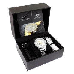 2 Carat Two Tone Men's Diamond Luxurman Liberty Watch W Swiss Movement -Urban Jewels Shop 2 carat two tone mens diamond luxurman liberty watch w swiss movement box