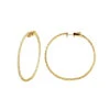 2 Inch Diamond Hoop Earrings 1ct 14K Yellow Gold Inside Out Hoops