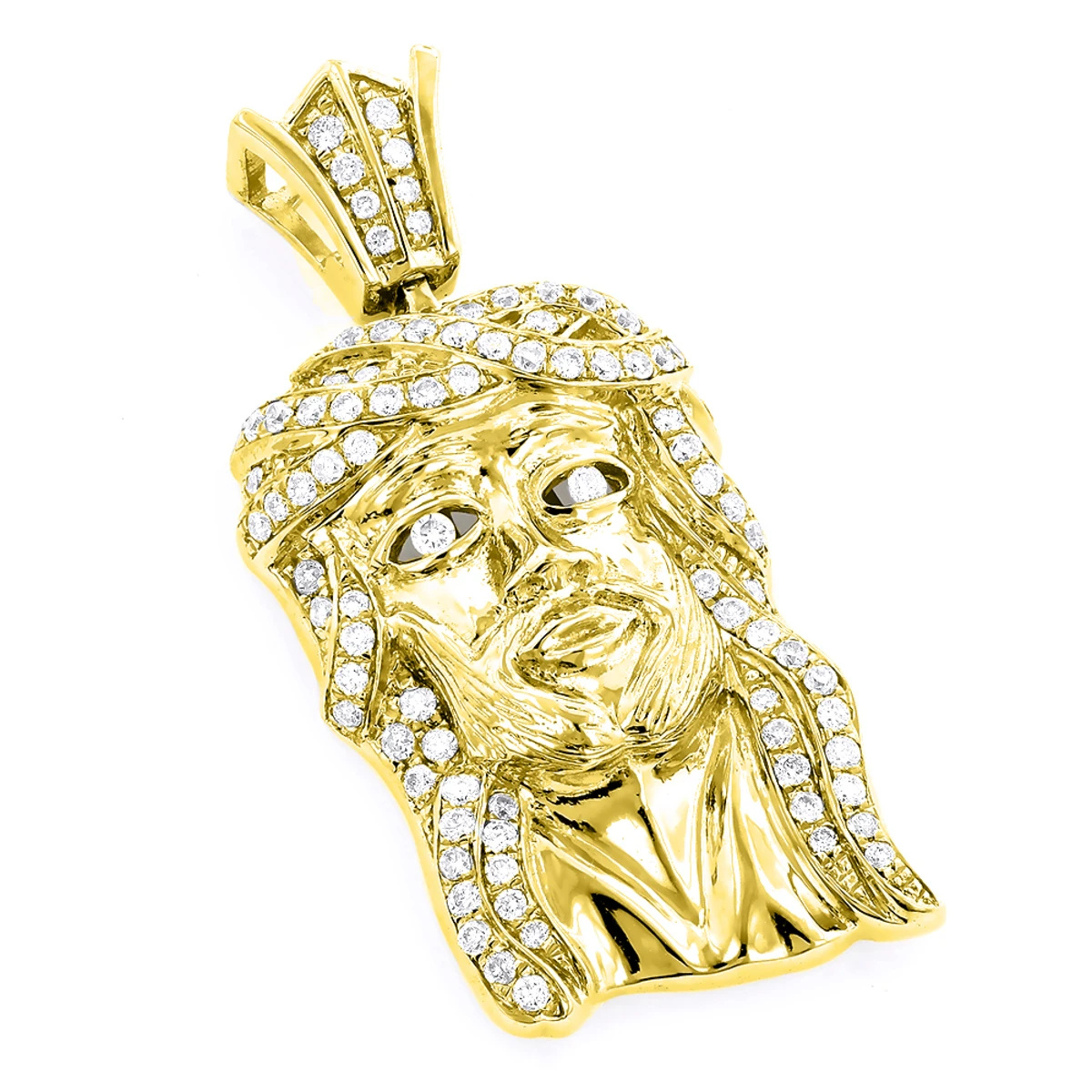 Jesus Head Charm: Mini Jesus Diamond Pendant 0.69ct 10K White Gold 2 Jesus Head Charm: Mini Jesus Diamond Pendant 0.69ct 10K White Gold - Image 2