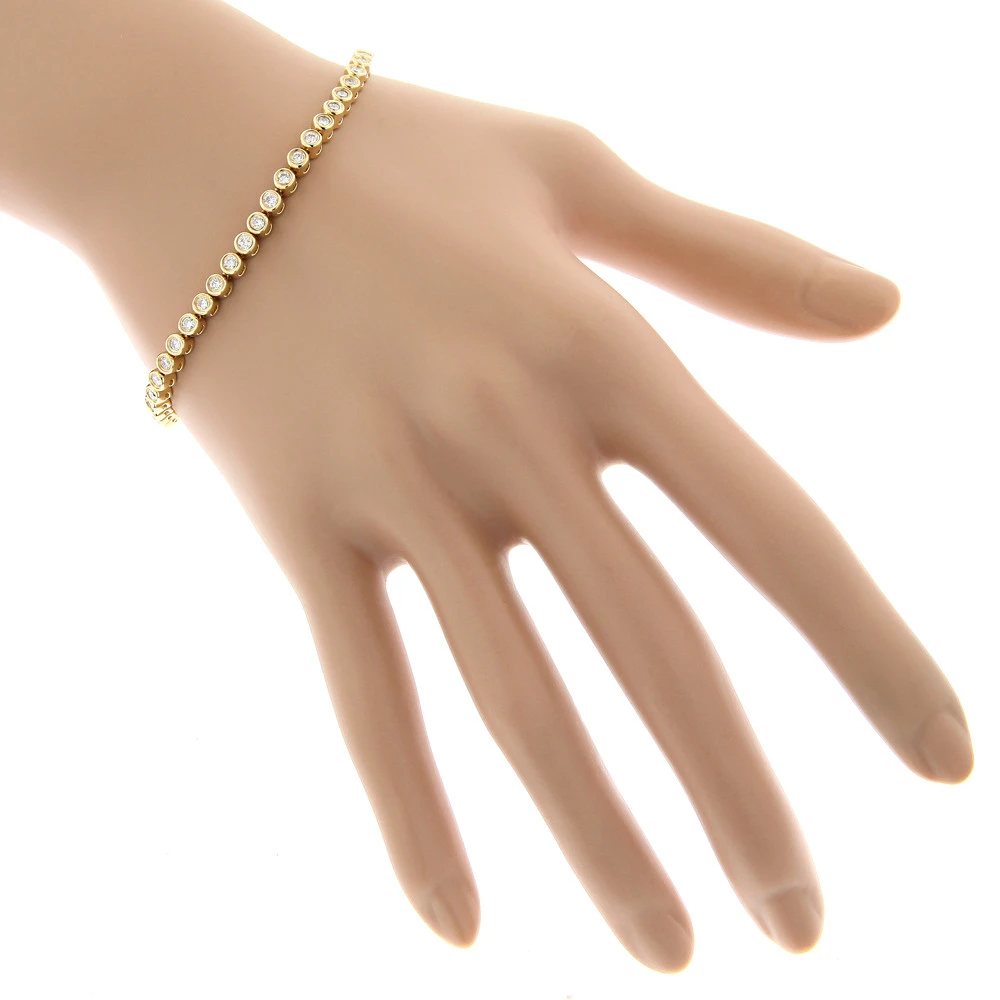 2.20 Carat Diamond Tennis Bracelet 14K Yellow Gold Bezel Set 5 2.20 Carat Diamond Tennis Bracelet 14K Yellow Gold Bezel Set - Image 5