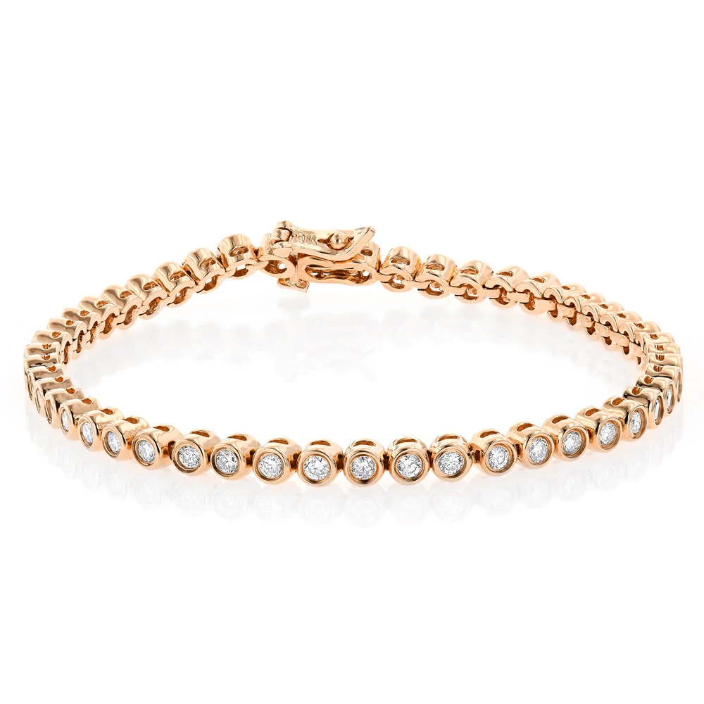 2.20 Carat Diamond Tennis Bracelet 14K Yellow Gold Bezel Set 4 2.20 Carat Diamond Tennis Bracelet 14K Yellow Gold Bezel Set - Image 4