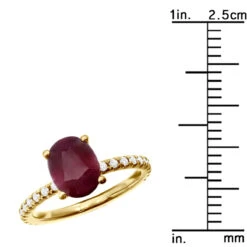 2.8ct Diamonds & Ruby Ring For Women 18K Yellow Gold Engagement Ring By Luxurman 15 2.8ct Diamonds & Ruby Ring For Women 18K Yellow Gold Engagement Ring By Luxurman -Urban Jewels Shop 28ct diamonds oval ruby ring for women 18k gold engagement ring by luxurman 018401 ruler yellow