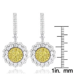 3 Carat 14K White Gold White Yellow Diamond Flower Earrings For Women By Luxurman 11 3 Carat 14K White Gold White Yellow Diamond Flower Earrings For Women By Luxurman -Urban Jewels Shop 3 carat 14k gold white yellow diamond flower earrings for women by luxurman rulerwh