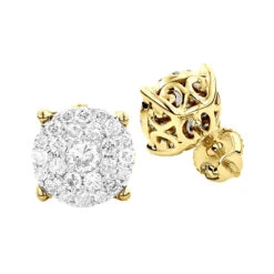 3 Carat Look Round Diamond Cluster Earrings Studs 1.21ct 18K White Gold 8 3 Carat Look Round Diamond Cluster Earrings Studs 1.21ct 18K White Gold -Urban Jewels Shop 3 carat look round diamond cluster earrings studs 121ct 18k gold ye