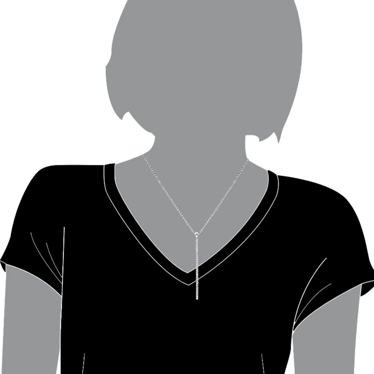 3 Inch Long Diamond Journey Necklace Ladies 14K White Gold String Pendant 0.75Ct 5 3 Inch Long Diamond Journey Necklace Ladies 14K White Gold String Pendant 0.75Ct - Image 5