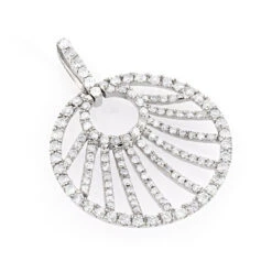 3D Diamond Circle Pendant 1.32ct 14K White Gold