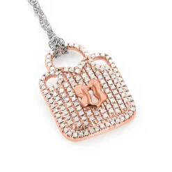 Real White & 10K White/Rose Gold Ladies Diamond Lock Pendant Necklace 0.3ct 7 Real White & 10K White/Rose Gold Ladies Diamond Lock Pendant Necklace 0.3ct -Urban Jewels Shop 406791ro ro