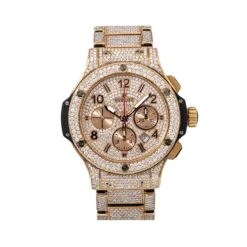 44mm Hublot Men's Diamond Watch Fully Iced Out Big Bang In Rose Gold 18.09ct
