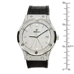 45mm Hublot Titanium Classic Fusion Diamond Watch For Men 3.5ct -Urban Jewels Shop 45mm hublot titanium classic fusion diamond watch for men 35ct ruler