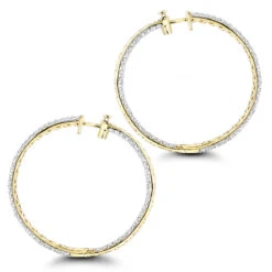 Large 5 Carat Diamond Hoop Earrings For Women 14K Yellow Gold Inside Out Style -Urban Jewels Shop 5 carat diamond hoop earrings 14k gold inside out style p 48029 backye