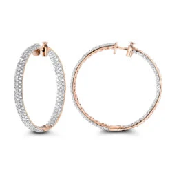Large 5 Carat Diamond Hoop Earrings For Women 14K Yellow Gold Inside Out Style -Urban Jewels Shop 5 carat diamond hoop earrings 14k gold inside out style p 48029 ro