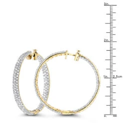 Large 5 Carat Diamond Hoop Earrings For Women 14K Yellow Gold Inside Out Style -Urban Jewels Shop 5 carat diamond hoop earrings 14k gold inside out style p 48029 rulerye