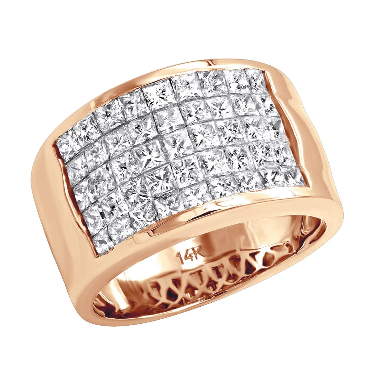 5 Row Princess Cut Diamond Ring 2.52ct 14K White Gold Wedding Band 3 5 Row Princess Cut Diamond Ring 2.52ct 14K White Gold Wedding Band - Image 3