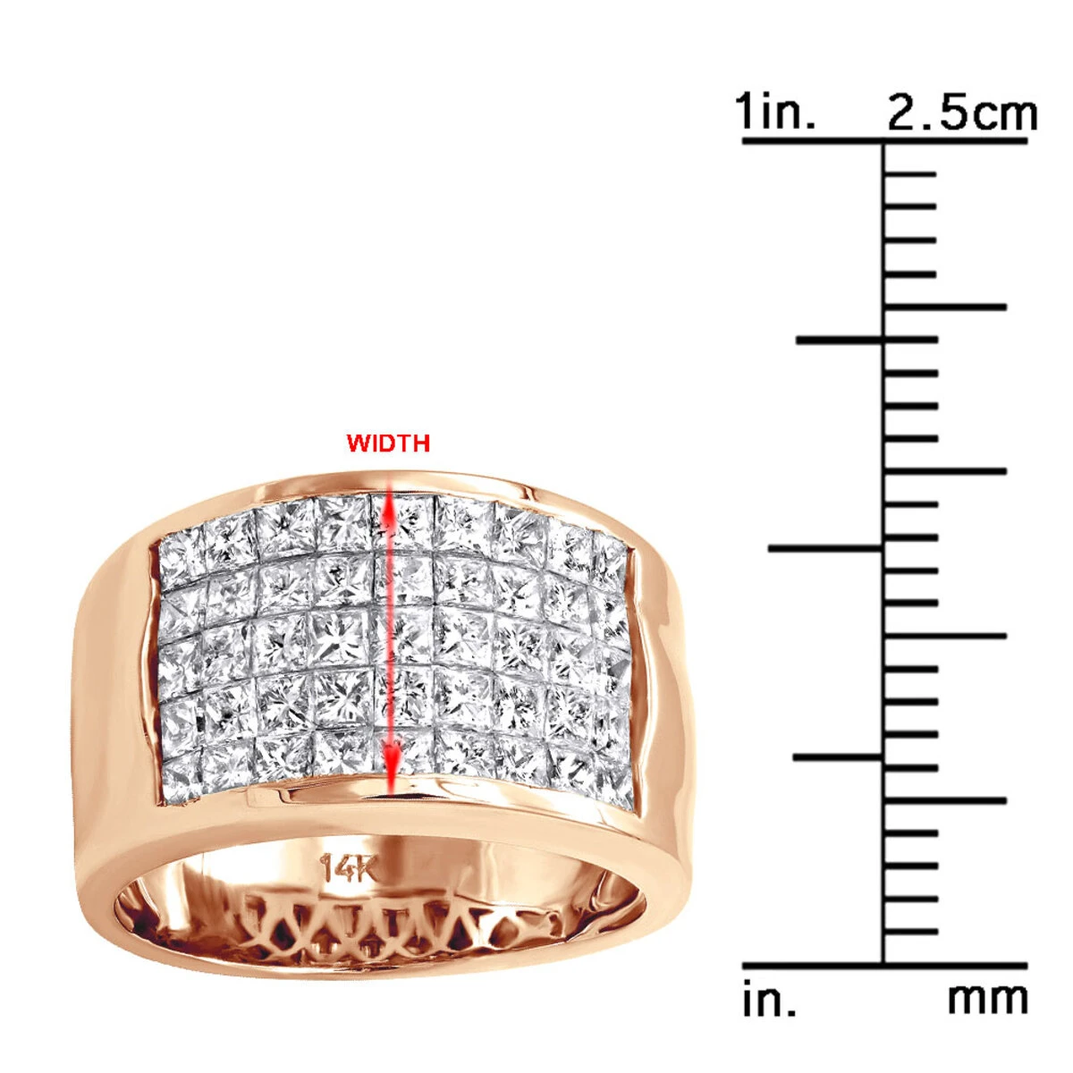 5 Row Princess Cut Diamond Ring 2.52ct 14K White Gold Wedding Band 10 5 Row Princess Cut Diamond Ring 2.52ct 14K White Gold Wedding Band - Image 10
