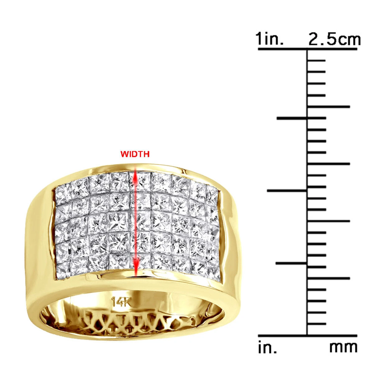 5 Row Princess Cut Diamond Ring 2.52ct 14K White Gold Wedding Band 9 5 Row Princess Cut Diamond Ring 2.52ct 14K White Gold Wedding Band - Image 9