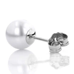 6-6.5mm 14K White Gold White Fresh Water Pearl Stud Earrings -Urban Jewels Shop 6 65mm 14k gold white fresh water pearl stud earrings p 5904 backwh