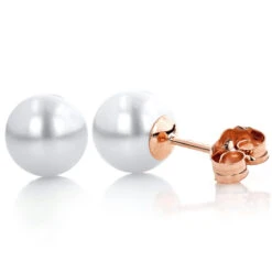 6-6.5mm 14K White Gold White Fresh Water Pearl Stud Earrings -Urban Jewels Shop 6 65mm 14k gold white fresh water pearl stud earrings p 5904 ro