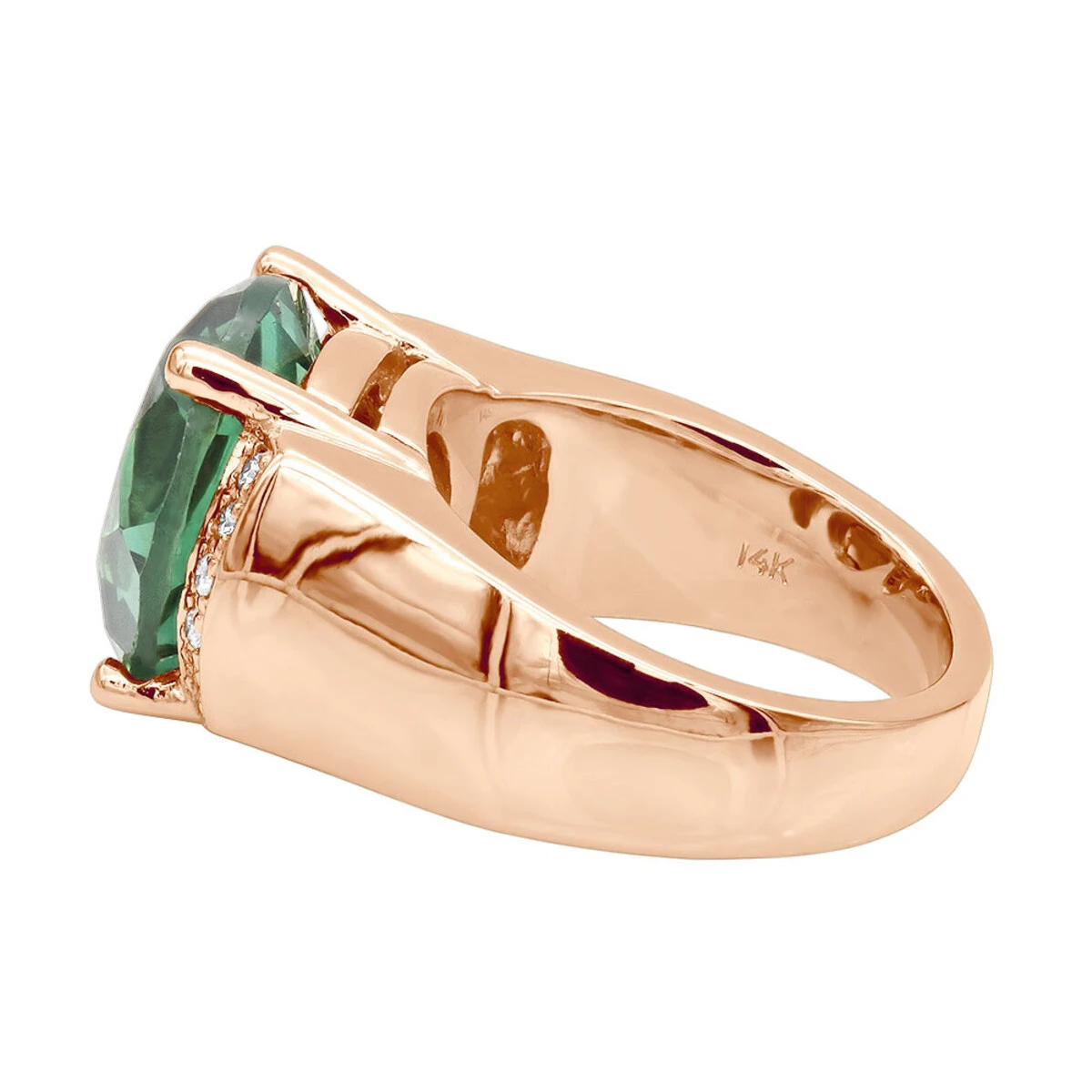 6 Carat Green Emerald Diamond Ring 14K Yellow Gold 0.15ct 6 6 Carat Green Emerald Diamond Ring 14K Yellow Gold 0.15ct - Image 6