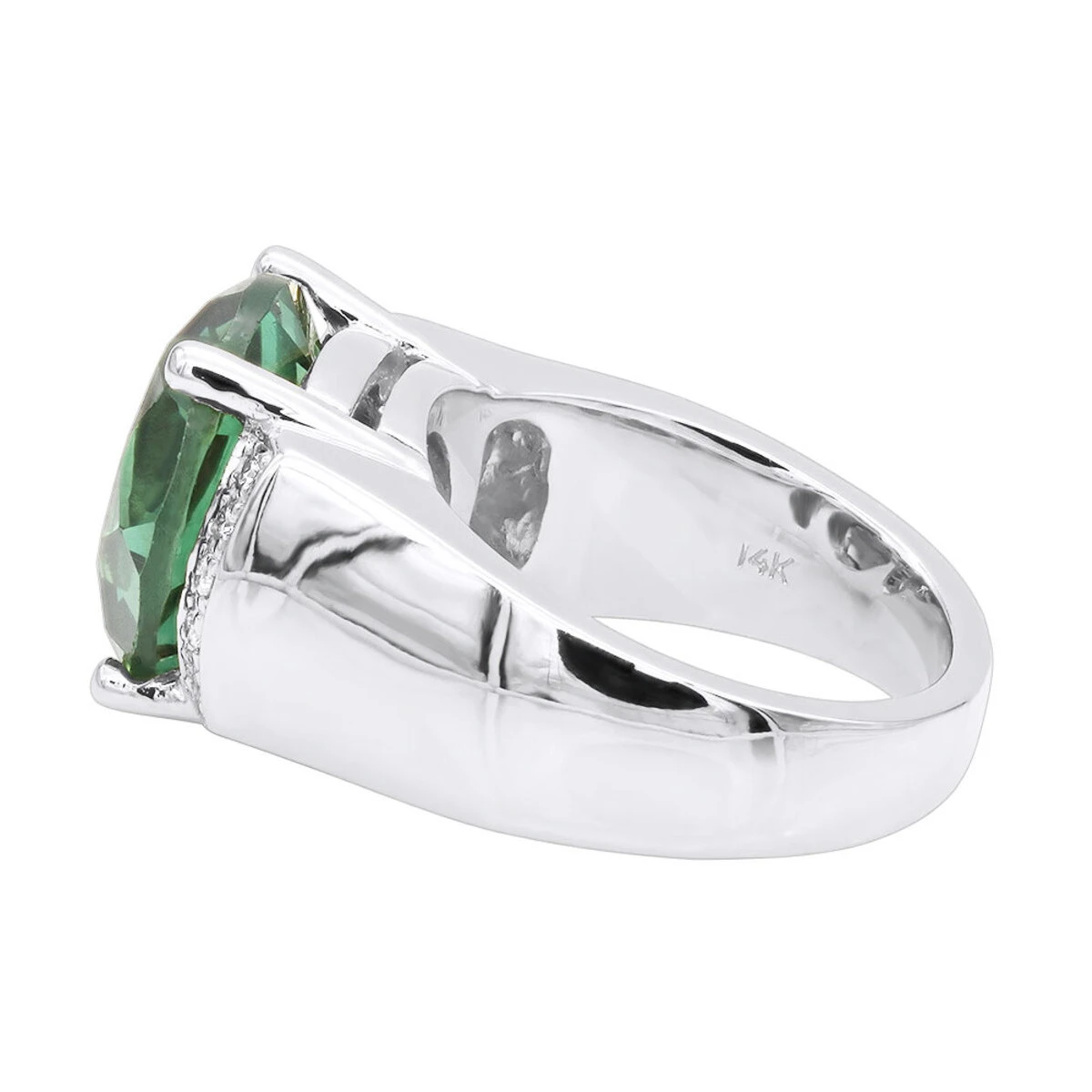 6 Carat Green Emerald Diamond Ring 14K Yellow Gold 0.15ct 4 6 Carat Green Emerald Diamond Ring 14K Yellow Gold 0.15ct - Image 4