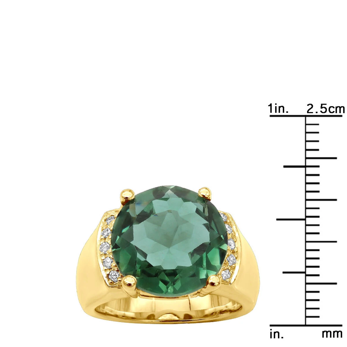 6 Carat Green Emerald Diamond Ring 14K Yellow Gold 0.15ct 8 6 Carat Green Emerald Diamond Ring 14K Yellow Gold 0.15ct - Image 8