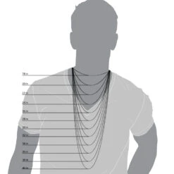 14K White Gold Rope Chain 2mm 22-30in -Urban Jewels Shop Mens Chains Length Comparison Illustration 42
