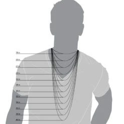 Men's Diamond Tennis Chain 10K Yellow Gold Affordable 2 Row Necklace 1ct 31 Men's Diamond Tennis Chain 10K Yellow Gold Affordable 2 Row Necklace 1ct -Urban Jewels Shop Mens Chains Length Comparison Illustration 7