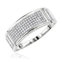 Affordable 10K White Gold Men's Diamond Wedding Band 0.42ct