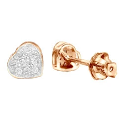 Affordable Real Diamond Heart Earrings Studs For Women & Girls 10K Yellow Gold -Urban Jewels Shop affordable real diamond heart earrings studs for women girls solid 10k gold 501462 rose